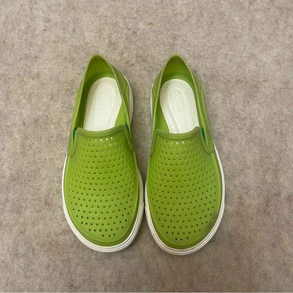 CROCS Citilane Roka Slip On Water Boat Shoe Sneakers Lime Green Kids Size 11C